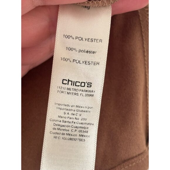 Chicos Brown Faux Suede Off-The-Shoulder Ruffled Blouse - Picture 5 of 11